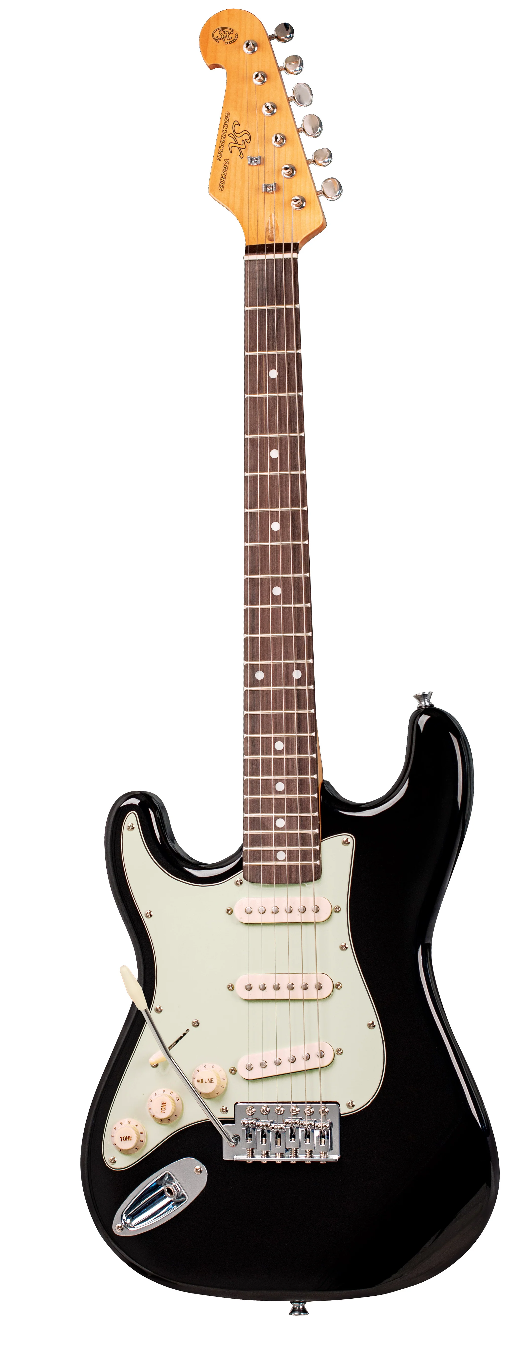 SX VES34LHB 3/4 Size Left-Handed Electric Guitar - Black