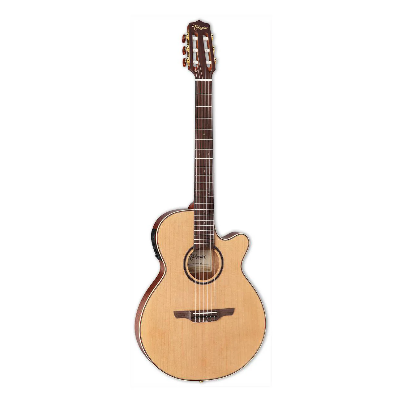 Takamine Thinline Series Acoustic Electric Nylon String Guitar with Cutaway in Natural Satin Finish - Image 5