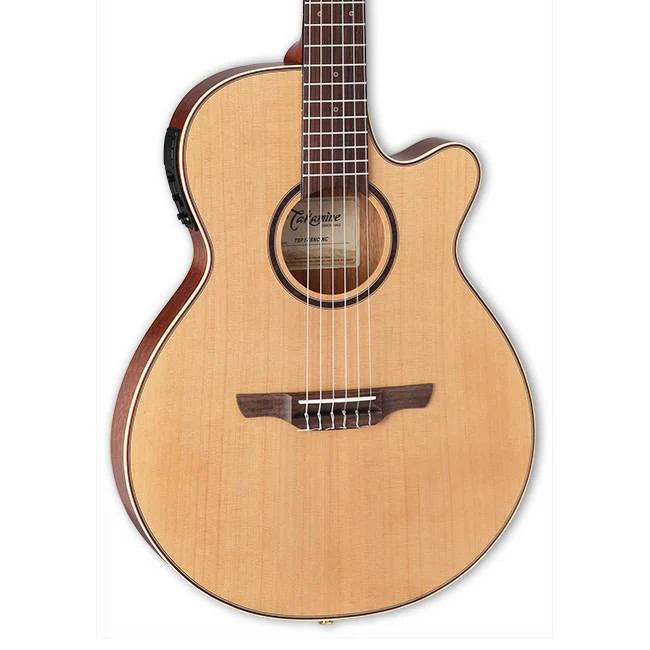 Takamine Thinline Series Acoustic Electric Nylon String Guitar with Cutaway in Natural Satin Finish - Image 6