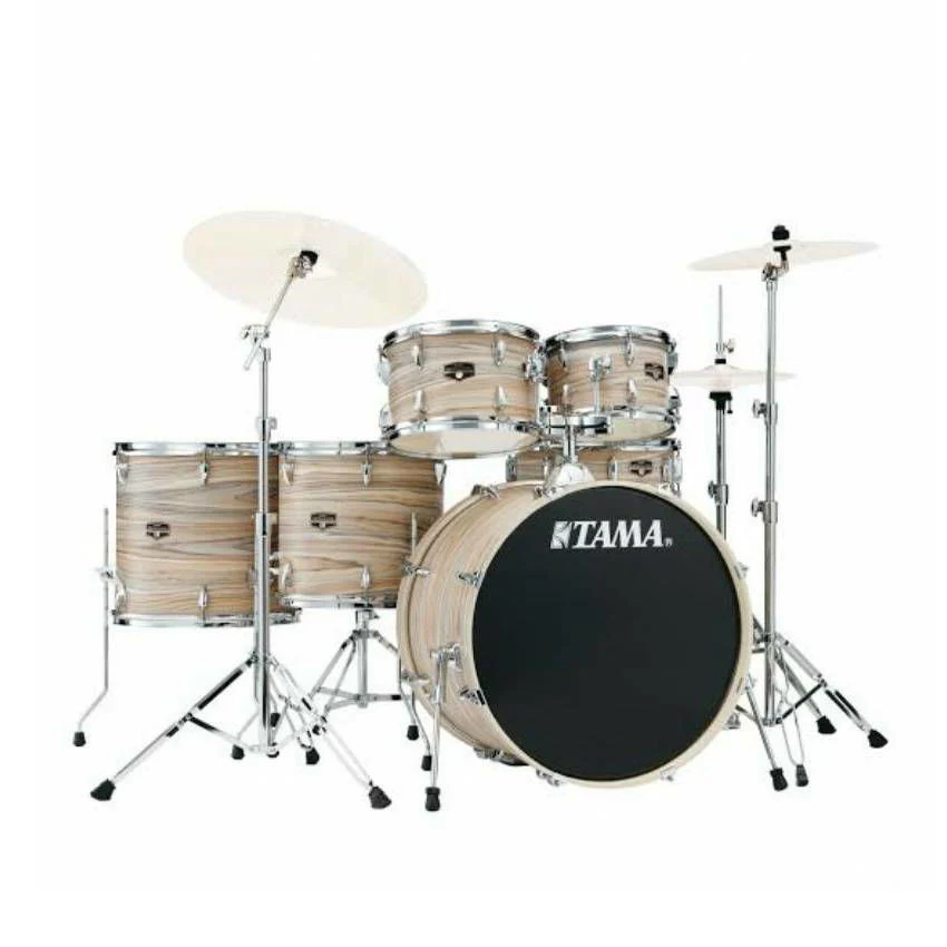 Tama Imperialstar 22" 6 Piece Drum Kit with Hardware - 22/10/12/14/16 with 14" Snare - Natural Zebrawood Wrap - Image 2