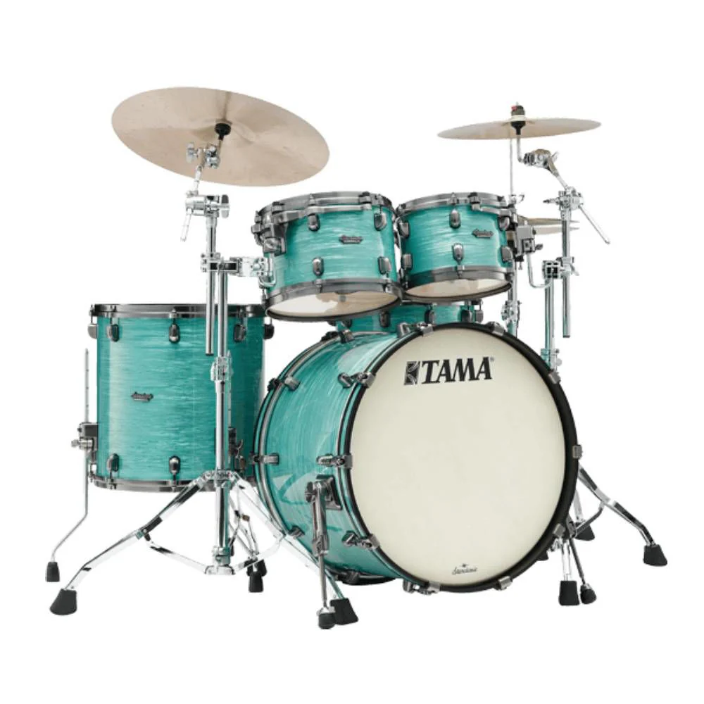 Tama Starclassic Maple 4-piece Shell Pack Drum Kit with 22" Bass Drum Black Nickel Shell Hardware in Surf Green Silk