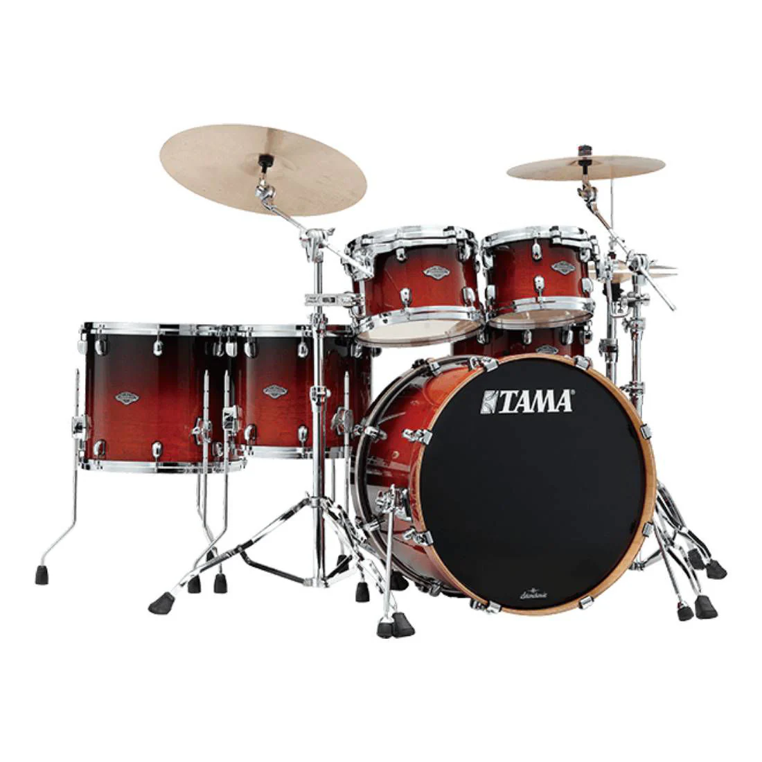 Tama Starclassic Performer 22" 5 Piece Drum Kit Shell Pack - 22/10/12/14/16 - Dark Cherry Fade - Image 2