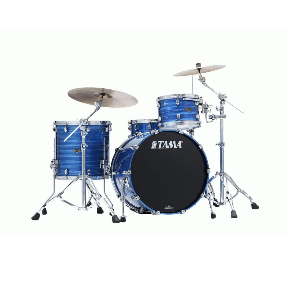 Tama Starclassic Walnut/Birch 20 3-Pce Drum Kit Shell Pack - 20/12/14 - Lacquer Ocean Blue Ripple - Image 2