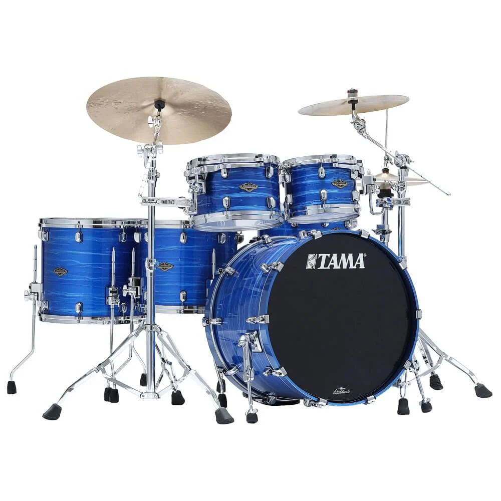Tama Starclassic Walnut/Birch 22 5-Pce Drum Kit Shell Pack - 22/10/12/14/16 - Lacquer Ocean Blue Ripple - Image 3