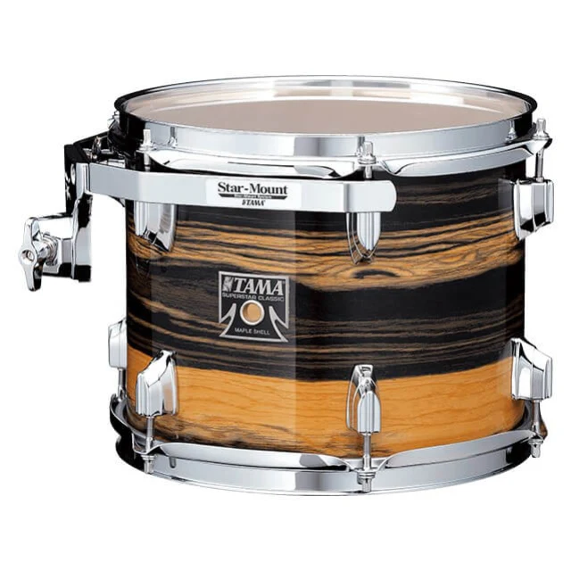 Tama SuperStar Classic 22" 5-Pce Drum Kit Shell Pack 22/10/12/16 with 14" Snare - Natural Ebony Tiger Wrap - Image 2