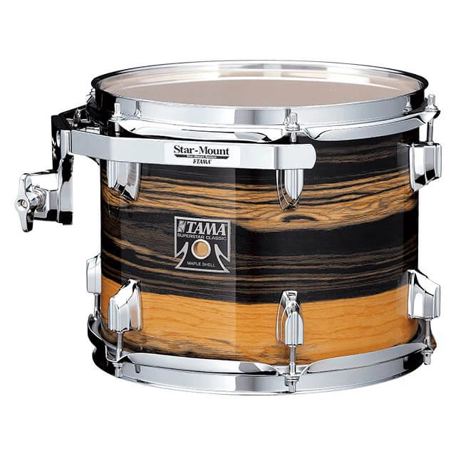 Tama SuperStar Classic 22" 5-Pce Drum Kit Shell Pack 22/10/12/16 with 14" Snare - Natural Ebony Tiger Wrap - Image 8