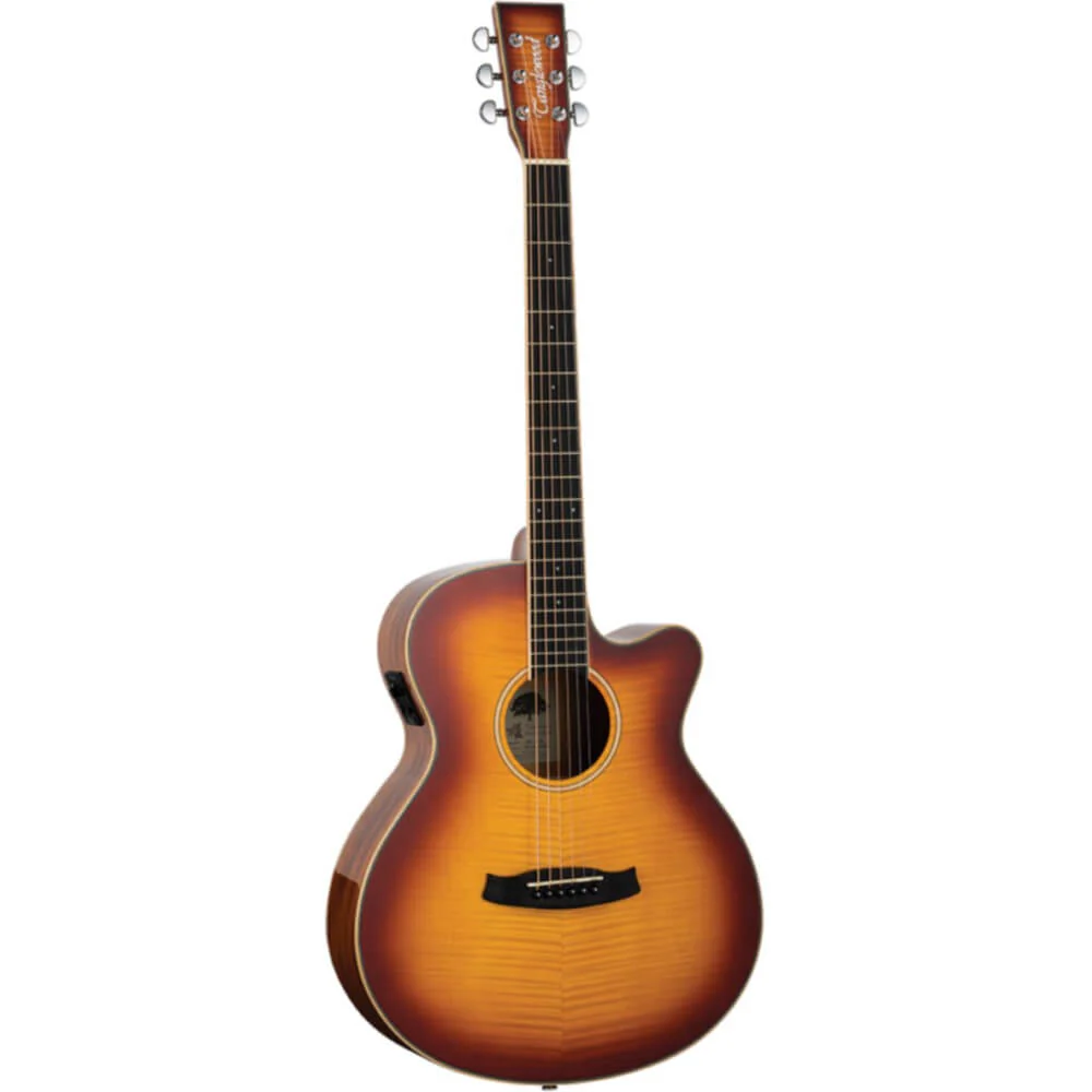 Tanglewood Winterleaf Exotic TW4EFM Superfolk Cutaway Acoustic Guitar with Fishman Preamp - Tiger Flame Maple - Image 4