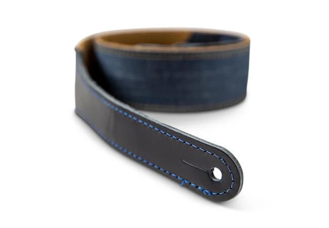 Taylor Blue Denim 2 Guitar Strap - Gold Logo - Image 3