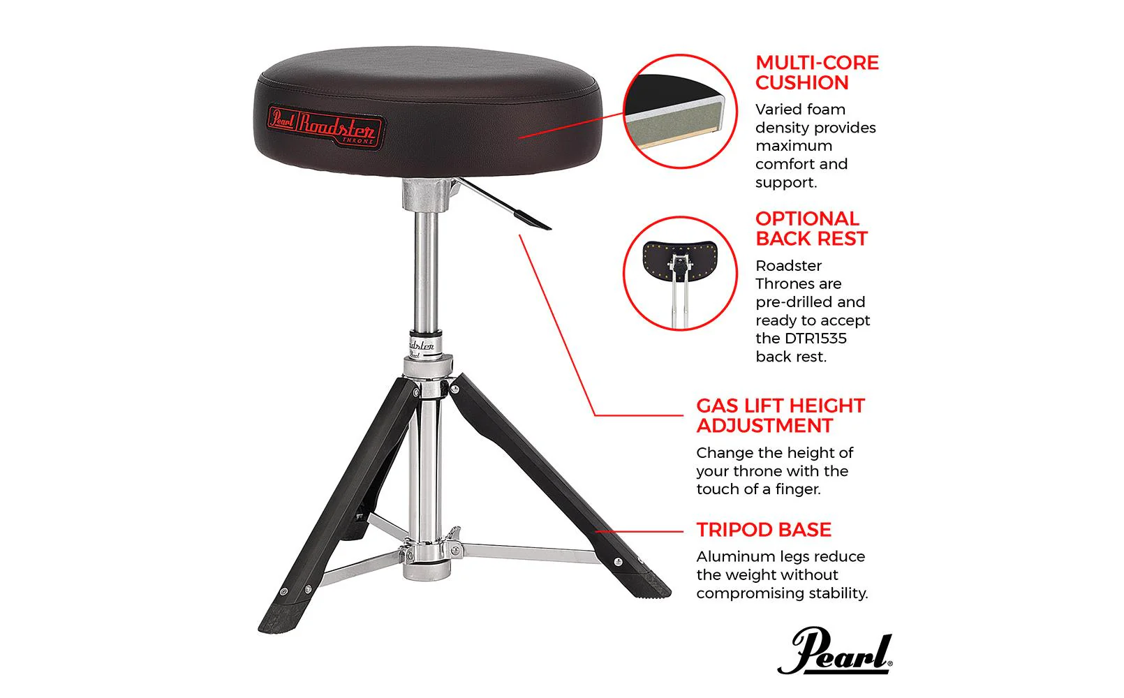 Throne 15 Gas Lift Throne with Round Multicore Foam Cushion - Image 6