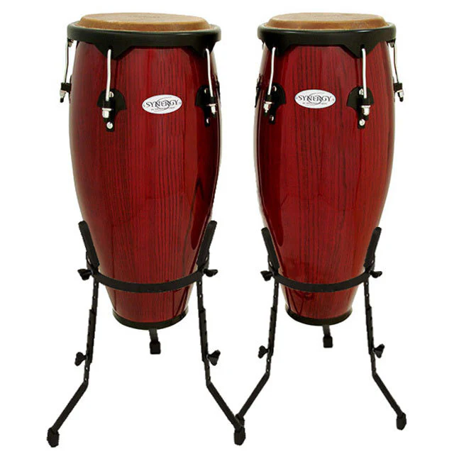 Toca Percussion 10 & 11inch Synergy Series Wooden Conga Set in Rio Red - Image 2