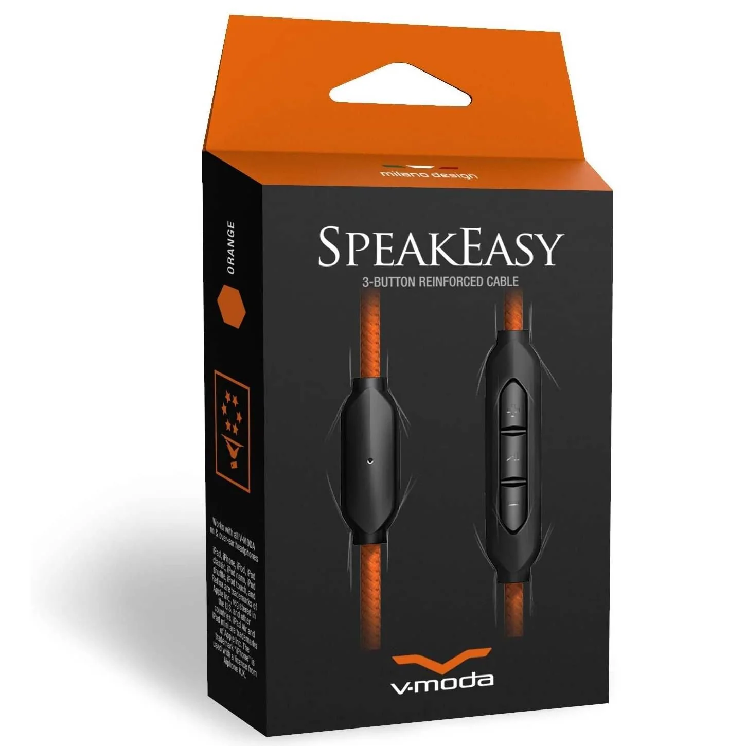 V-Moda Speakeasy 3-Button Reinforced Cable (Orange) - Image 3