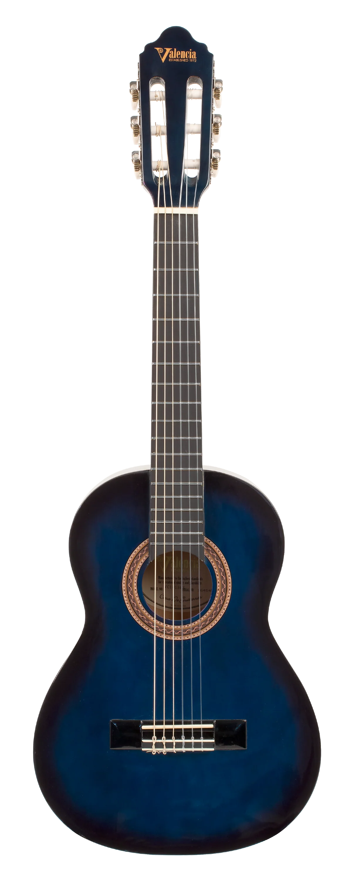 Valencia VC101BUS 1/4 Size Classical Guitar - Blue Sunburst - Image 2