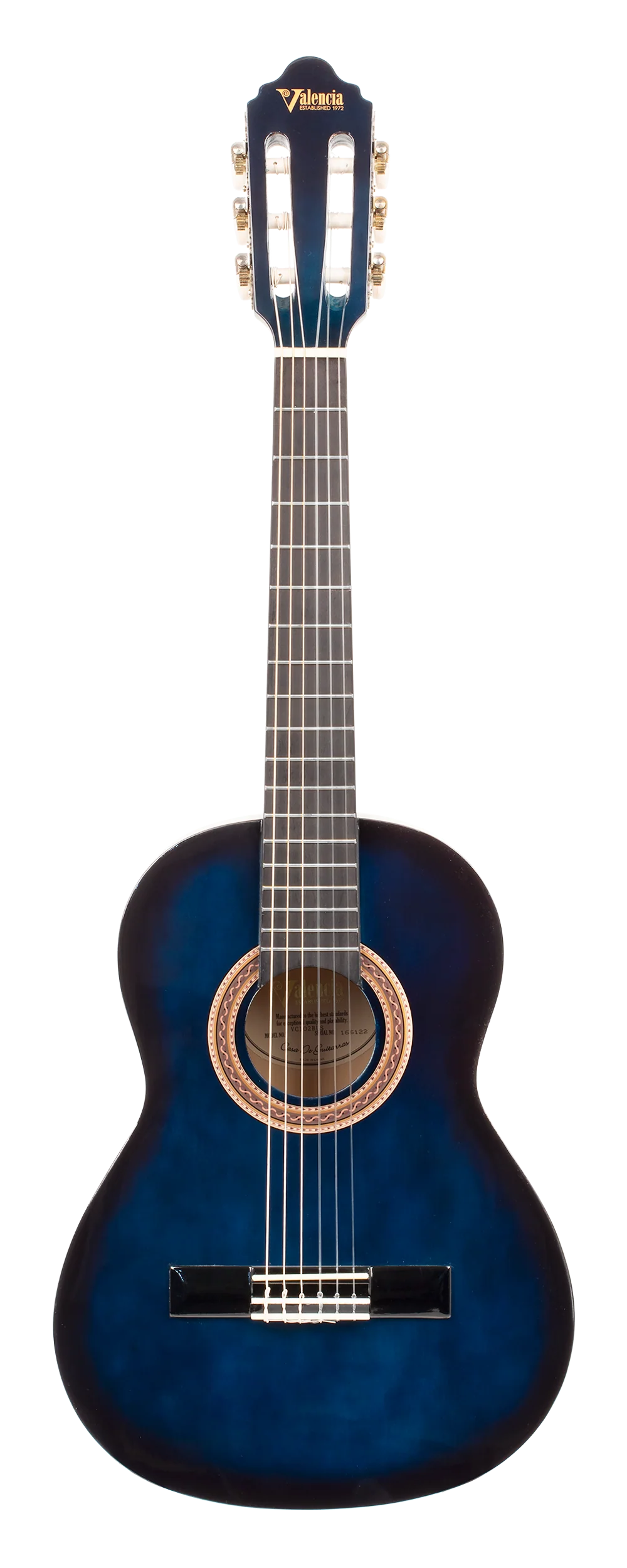 Valencia VC102BUS 1/2 Size Classical Guitar - Blue Sunburst - Image 5
