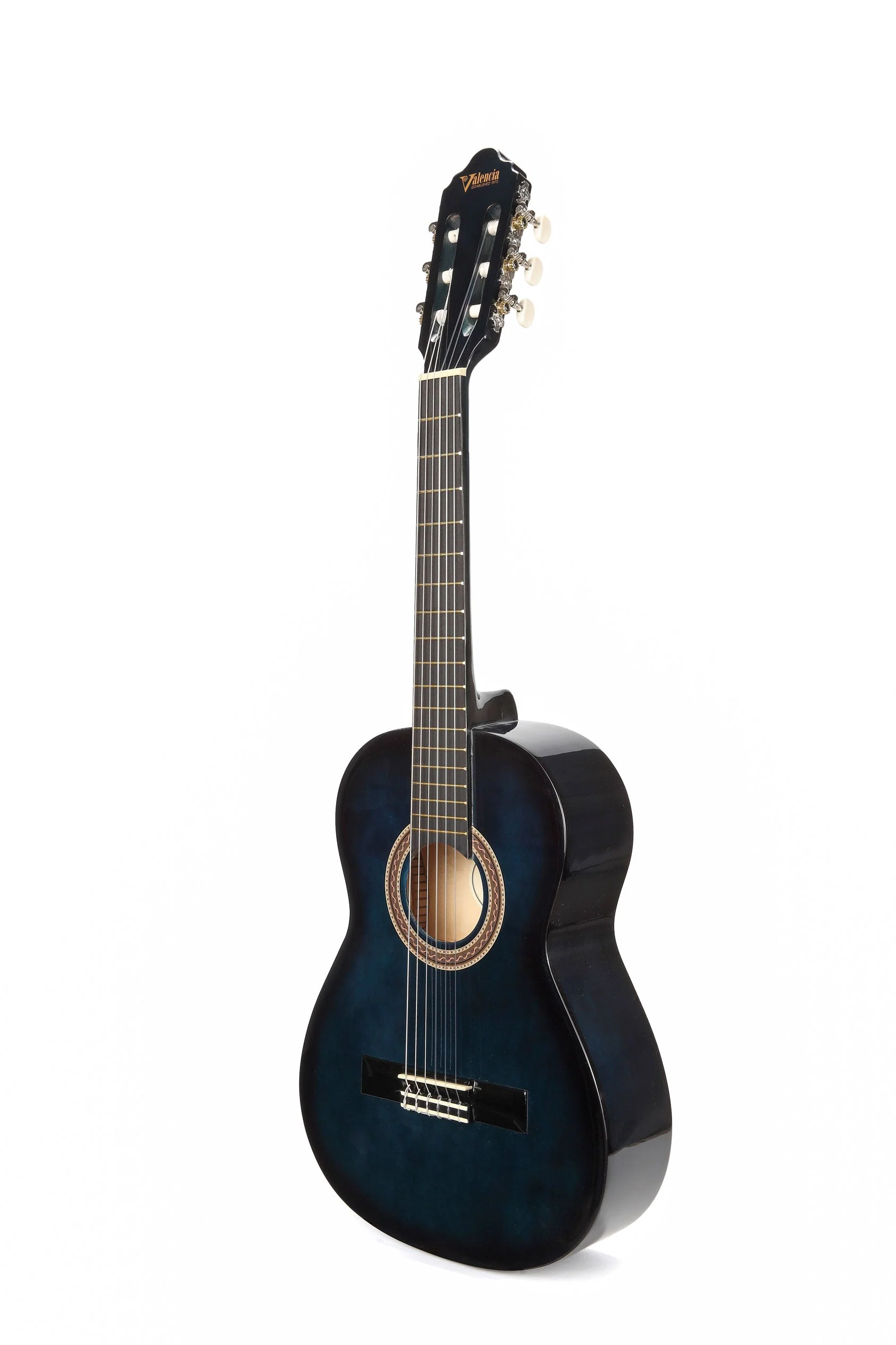 Valencia VC102BUS 1/2 Size Classical Guitar - Blue Sunburst - Image 6