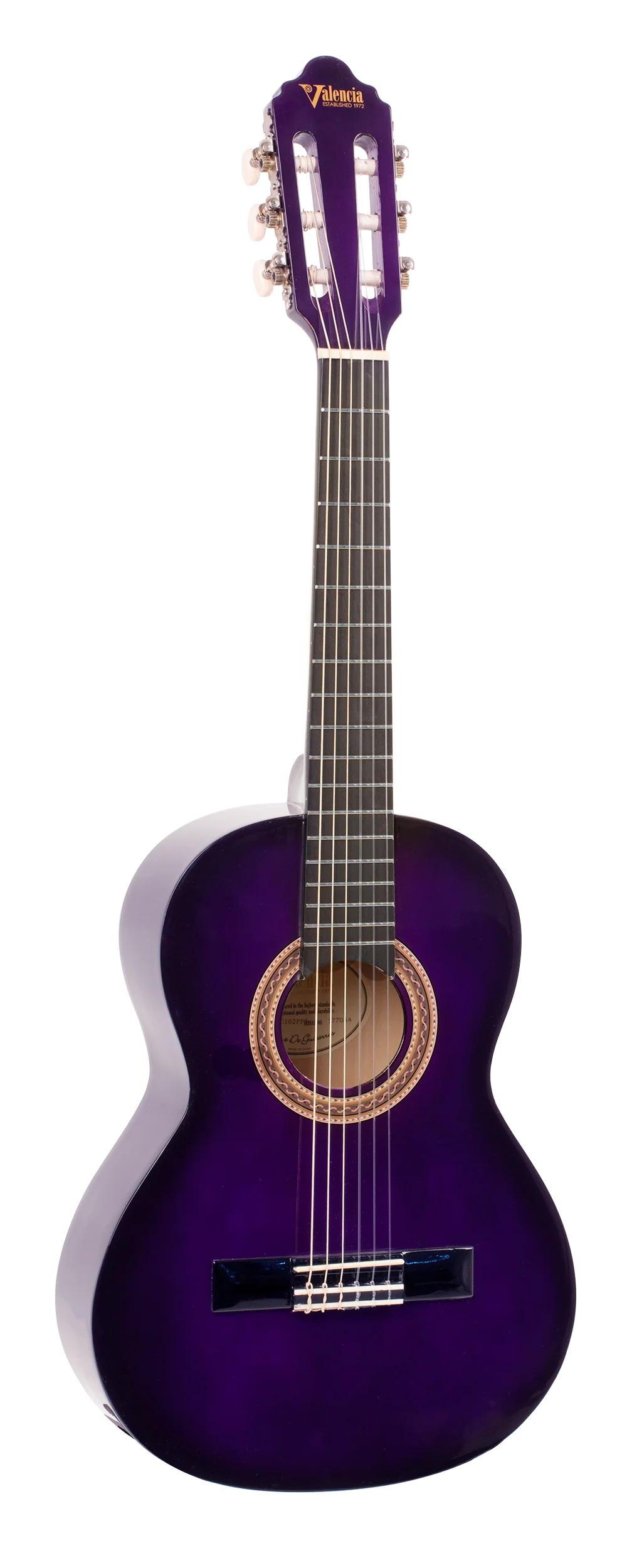 Valencia VC102PPS 1/2 Size Classical Guitar - Purple Sunburst