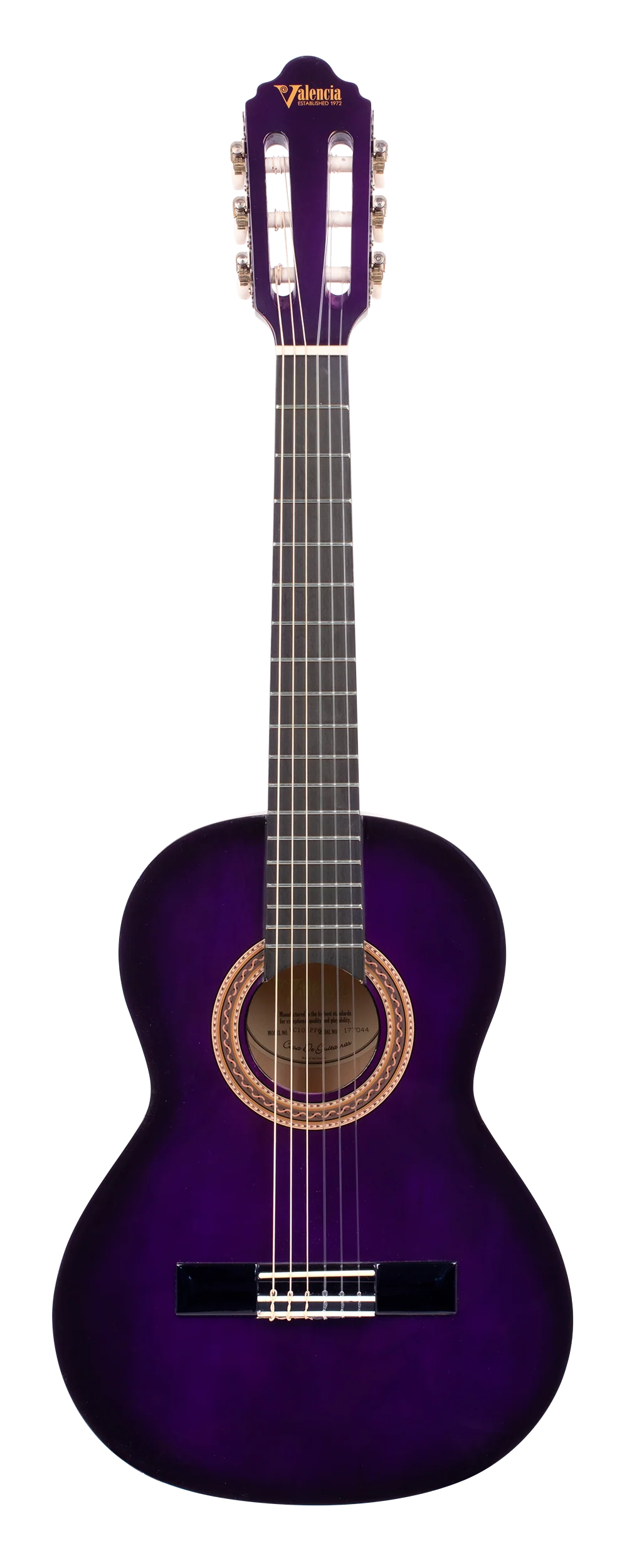 Valencia VC102PPS 1/2 Size Classical Guitar - Purple Sunburst - Image 2
