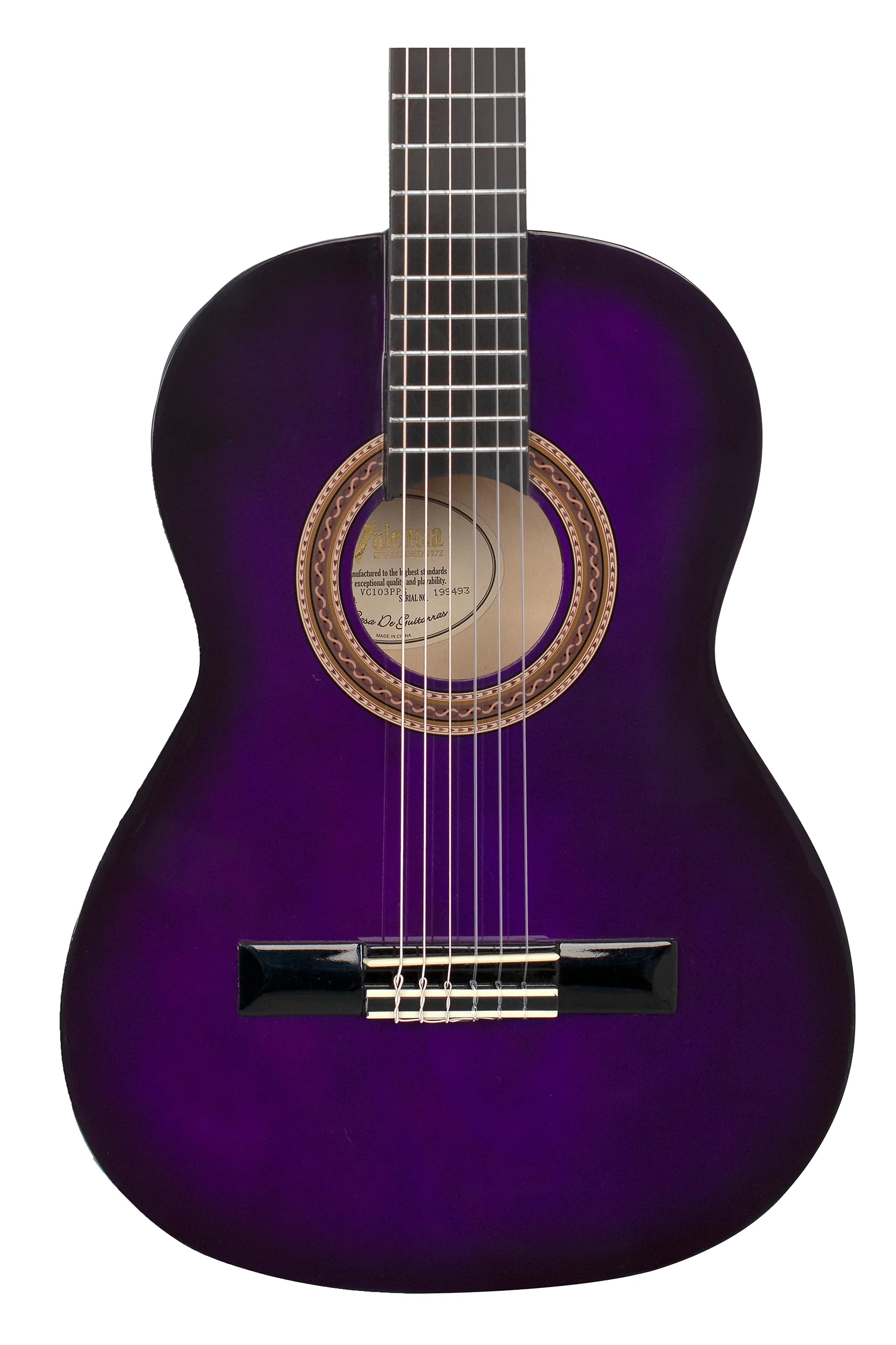 Valencia VC103PPS 3/4 Size Classical Guitar - Purple Sunburst - Image 2