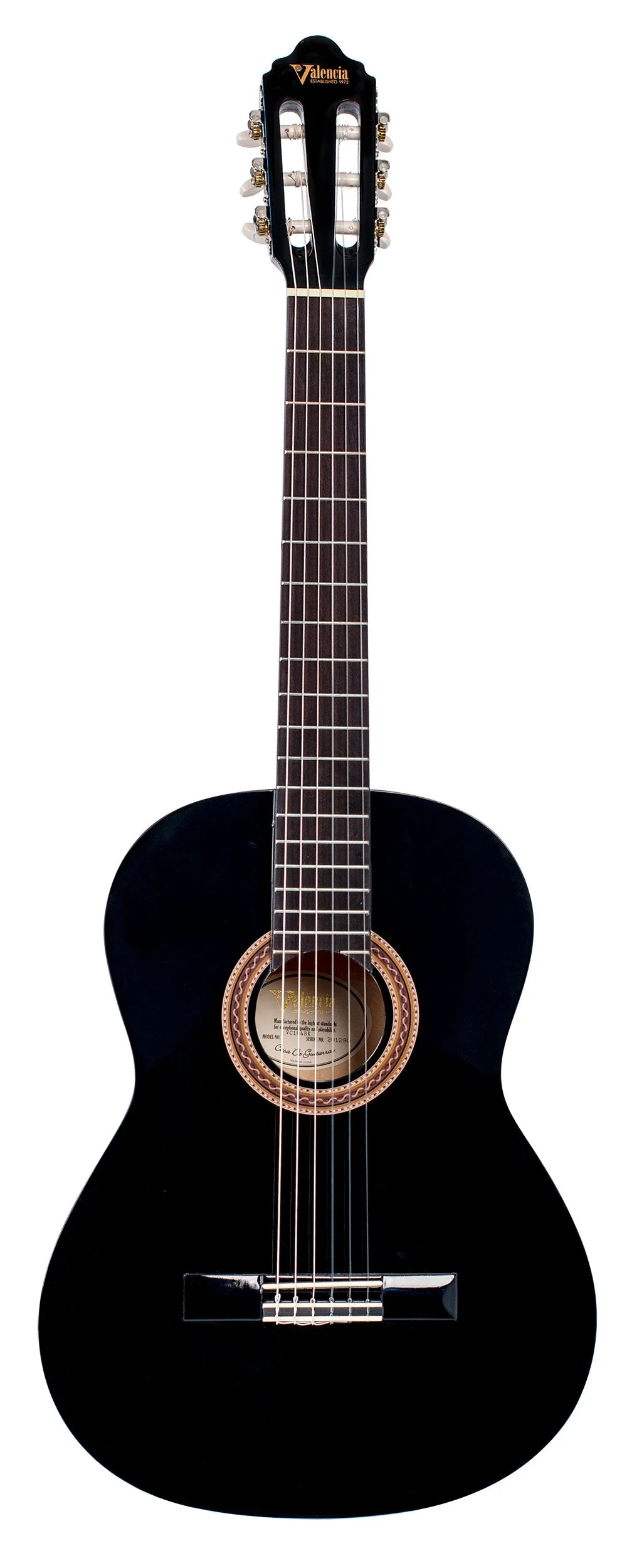 Valencia VC104BK 4/4 Size Classical Guitar - Black - Image 2