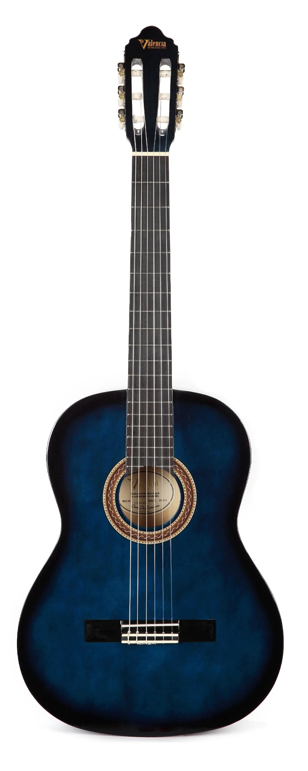 Valencia VC104BUS 4/4 Size Classical Guitar - Blue Sunburst - Image 2