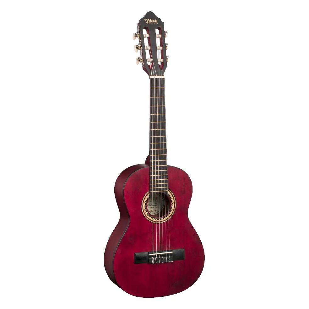 Valencia VC202TWR 1/2 Size Classical Guitar in Transparent Wine Red Satin - Image 9