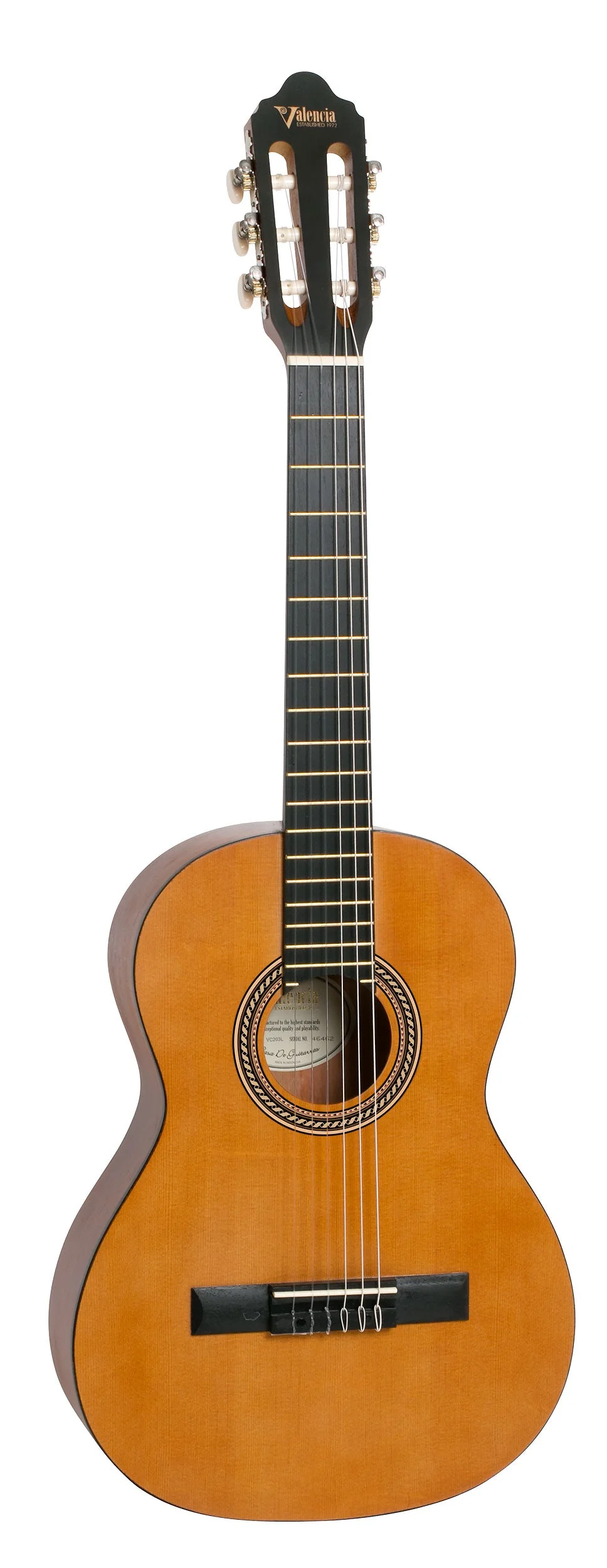 Valencia VC203L 3/4 Size Left Hand Classical Guitar in Antique Natural Satin