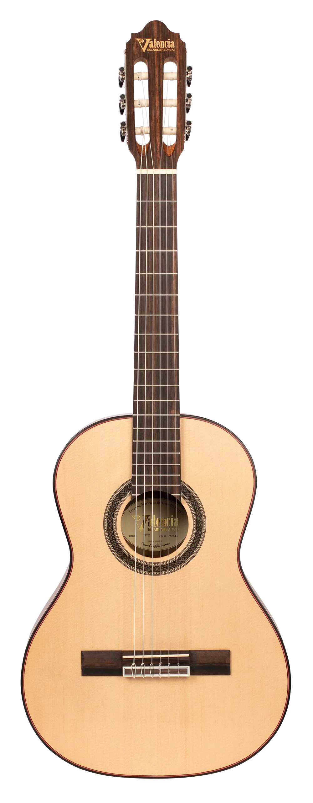 Valencia VC703 3/4 Size Solid Top Classical Guitar in Natural Satin - Image 2