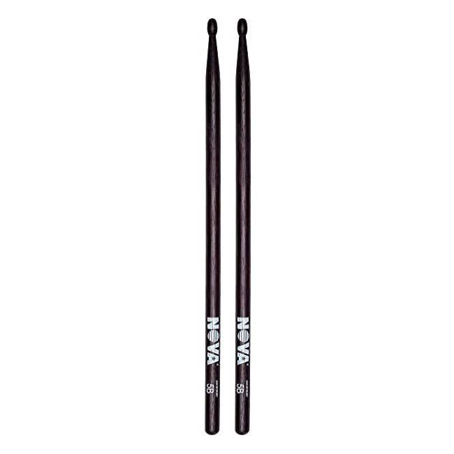 Vic Firth 5B in black with NOVA imprint - Wood Tip Drumsticks - Image 2