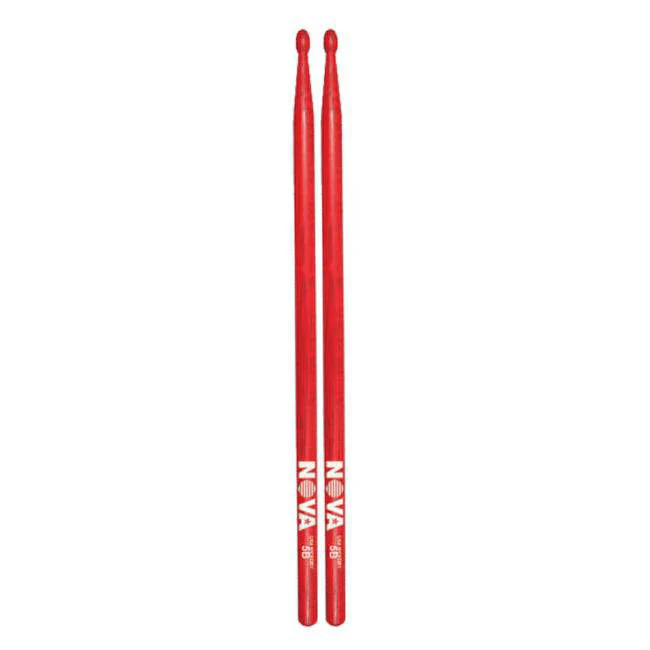Vic Firth 5B in Red with NOVA imprint - Wood Tip Drumsticks - Image 2
