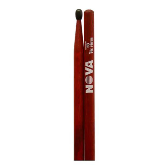 Vic Firth 5BN in Red with NOVA imprint - Nylon Tip Drumsticks - Image 2
