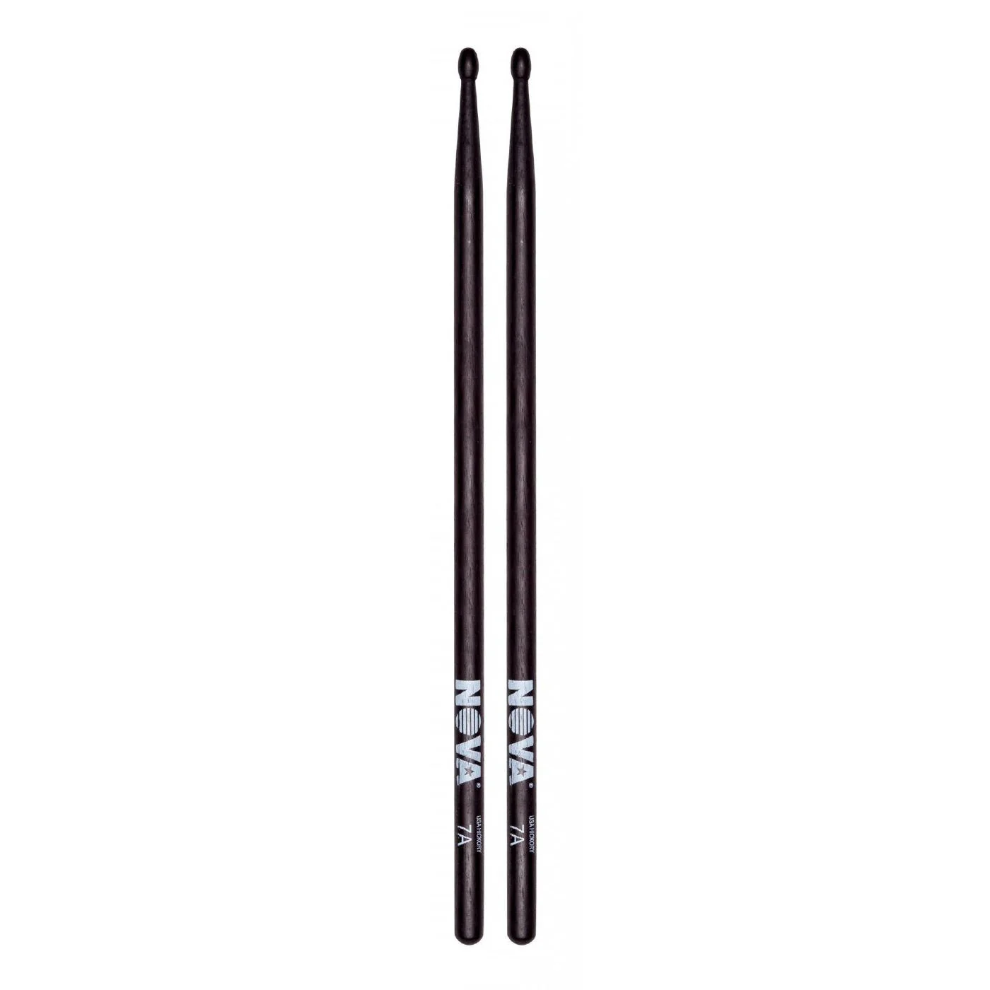 Vic Firth 7A in Black with NOVA imprint - Wood Tip Drumsticks