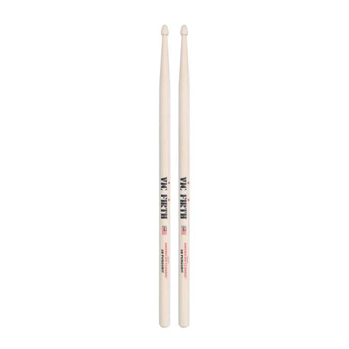 Vic Firth American Classic 5B PureGrit Wood Tip Drumsticks -- No Finish, Abrasive Wood Texture