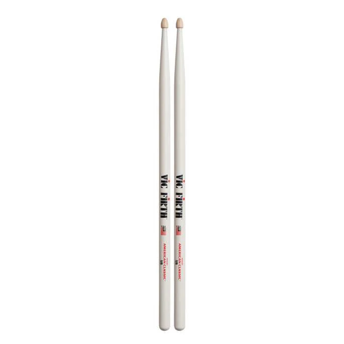 Vic Firth American Classic 5B Wood Tip Drumsticks -- White Finish