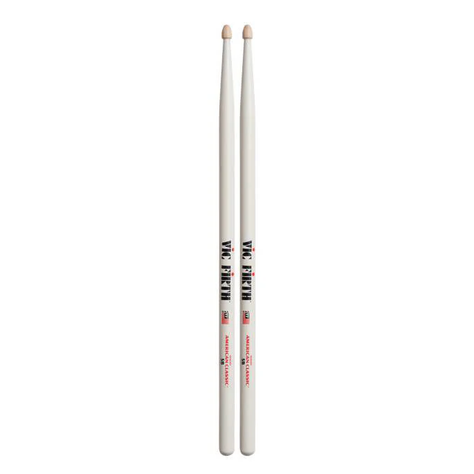 Vic Firth American Classic 5B Wood Tip Drumsticks -- White Finish - Image 2
