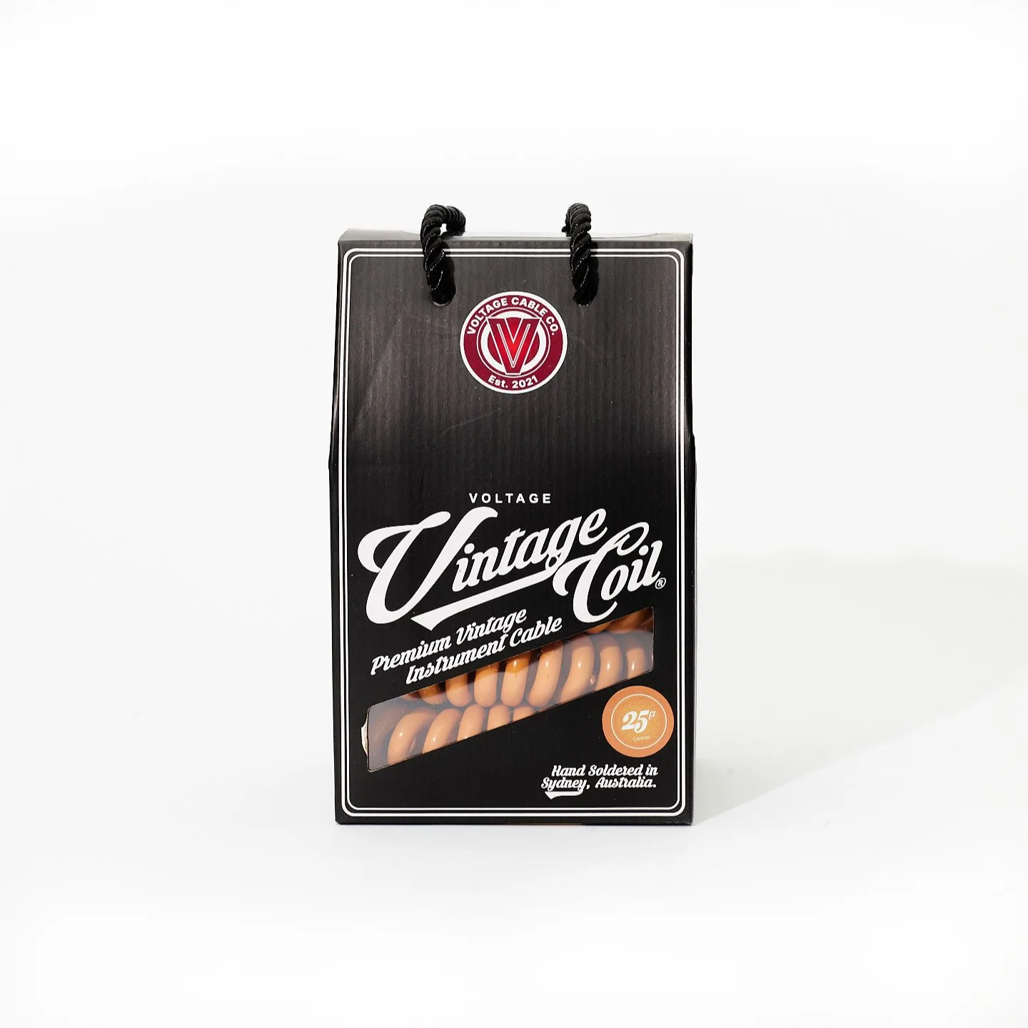 Voltage Vintage Coil Caramel 25ft G&H USA Plugs ST/ST Australian Made Guitar Cable