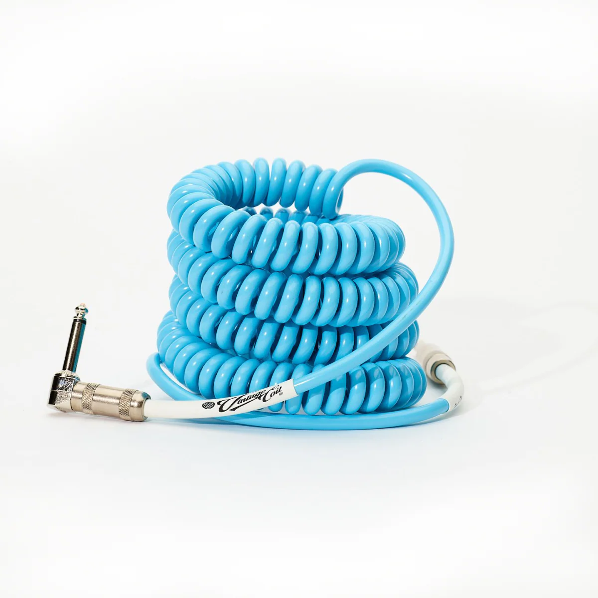 Voltage Vintage Coil Electric Blue 25ft G&H USA Plugs ST/RA Australian Made Guitar Cable - Image 2