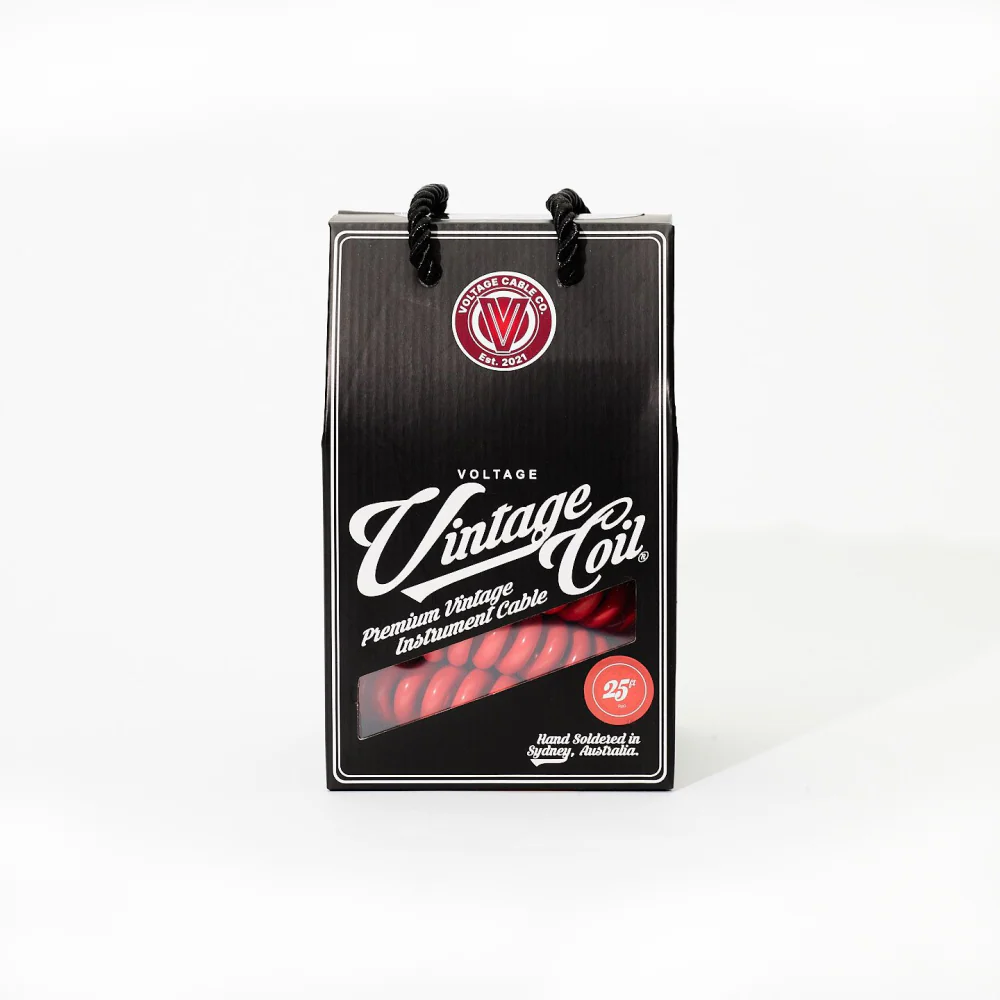 Voltage Vintage Coil Red 25ft G&H USA Plugs ST/RA Australian Made Guitar cable