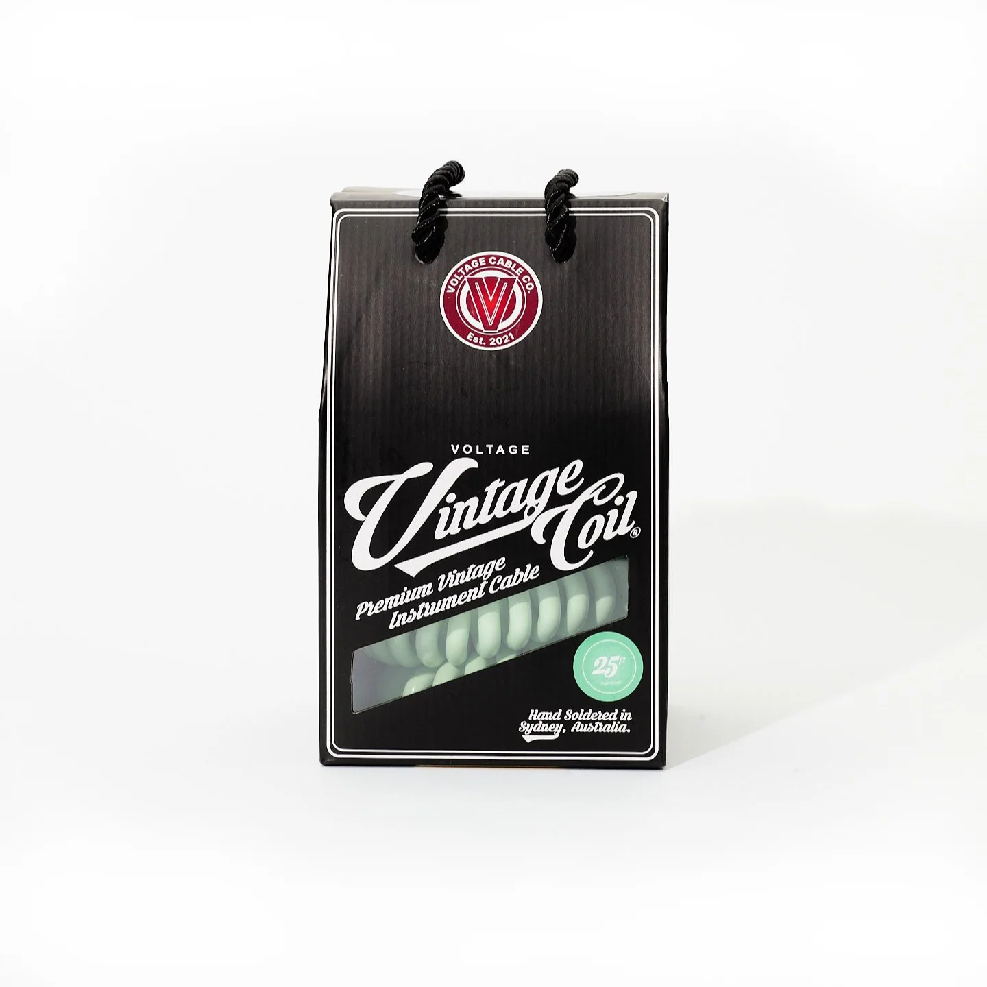 Voltage Vintage Coil Surf Green 25ft G&H USA Plugs ST/ST Australian Made Guitar Cable