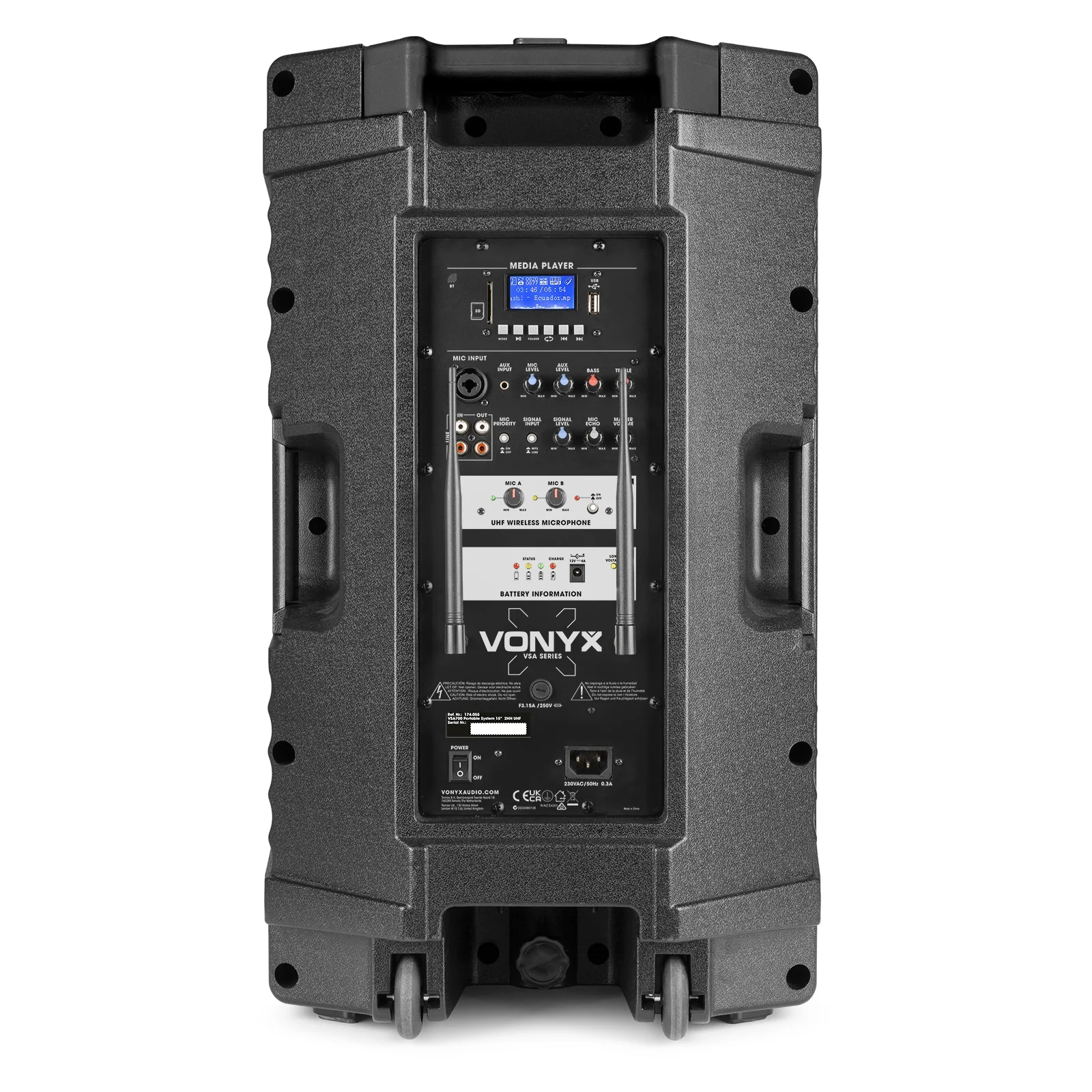 Vonyx VSA700-PA 15 Portable PA Speaker with Wireless Mics - Image 7