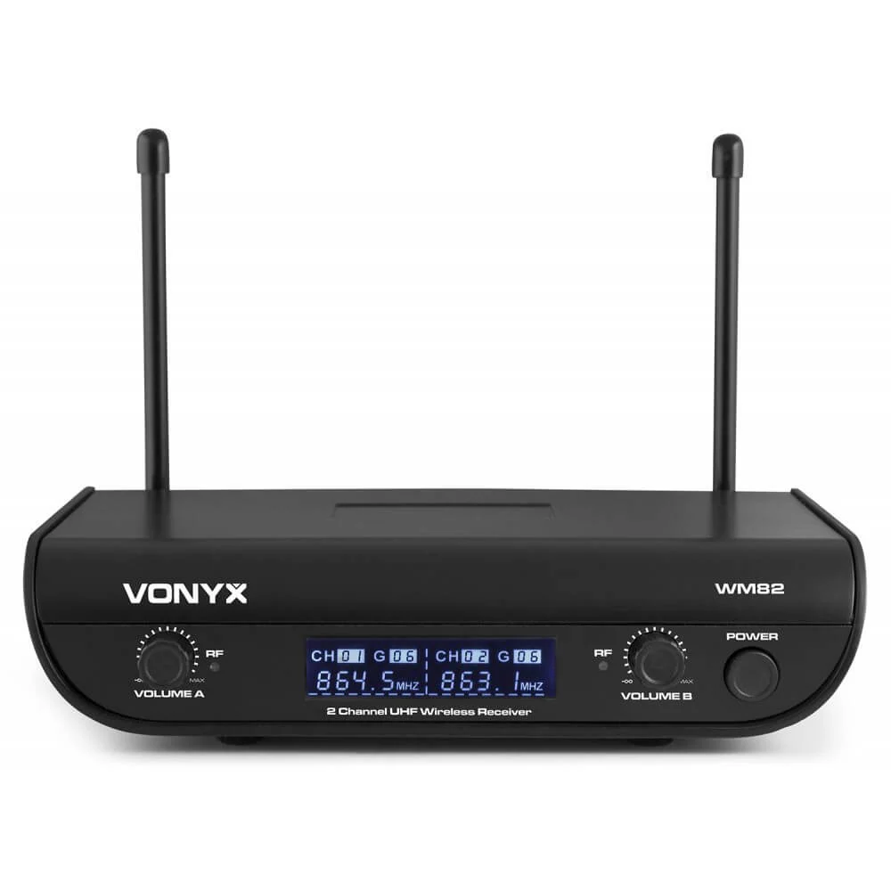 Vonyx WM82 Dual Wireless Handheld Microphone System - 571.3 - 578.75MHz - Image 10