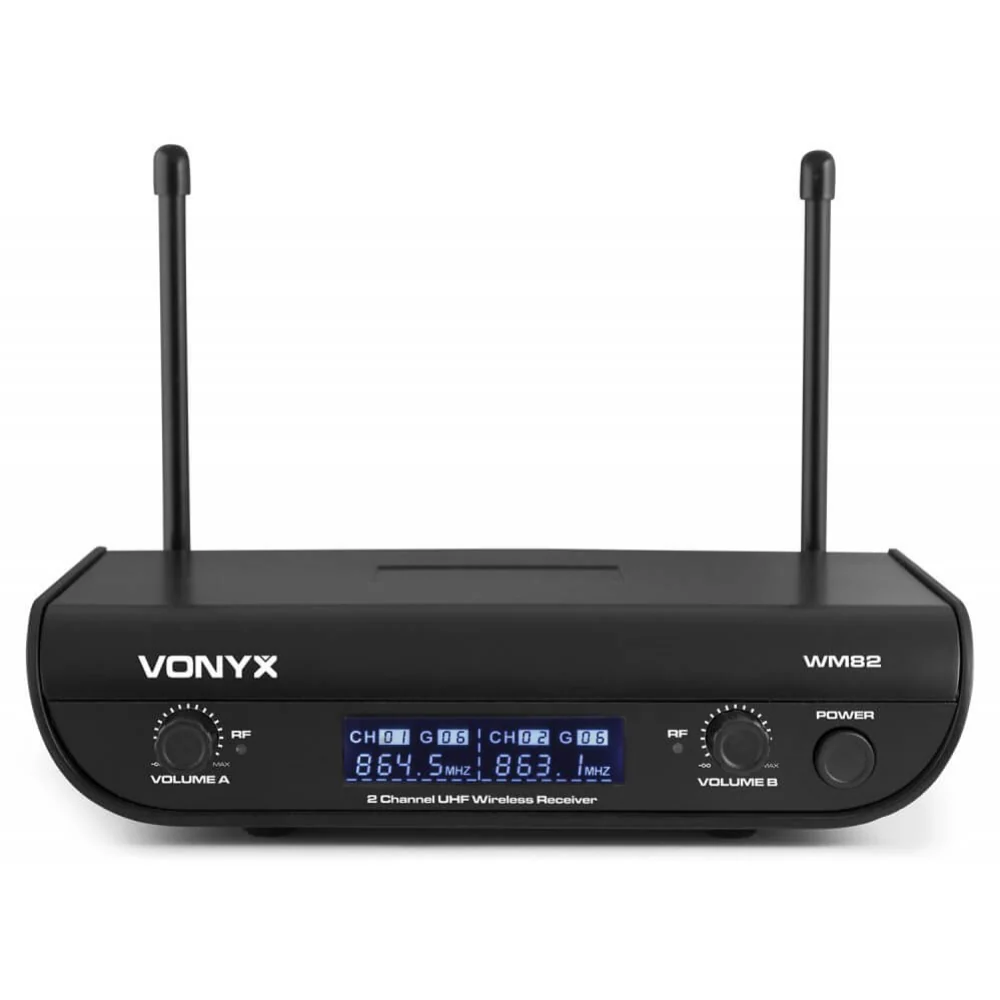 Vonyx WM82 Dual Wireless Handheld Microphone System - 571.3 - 578.75MHz - Image 3