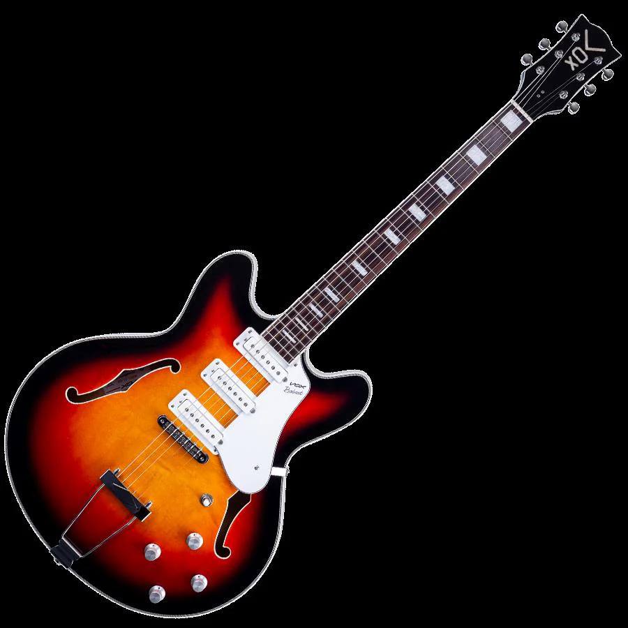 Vox Bobcat S66 Semi-Hollow Electric Guitar in Sunburst - Image 4