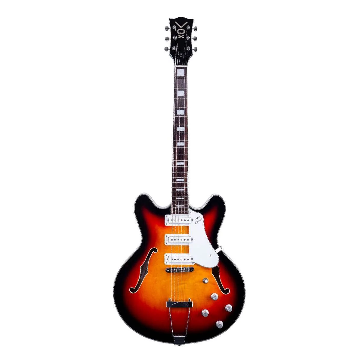 Vox Bobcat S66 Semi-Hollow Electric Guitar in Sunburst - Image 5