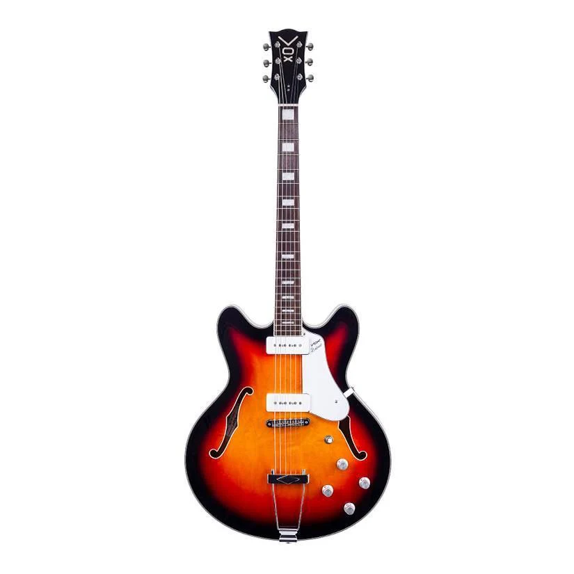 Vox Bobcat V90 Semi-Hollow Electric Guitar in Sunburst - Image 5