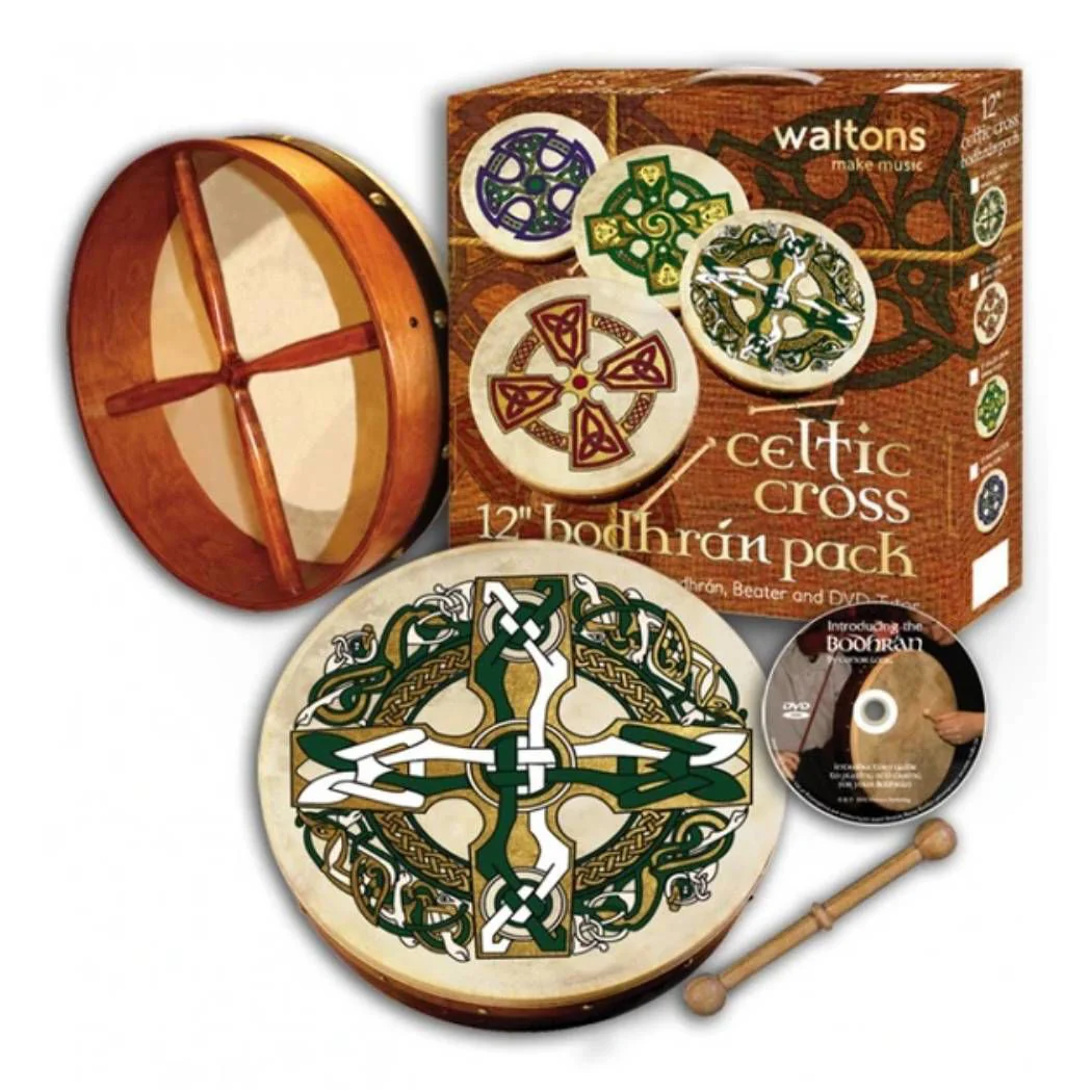 Waltons DWP1930 18in ‚ÄúGaelic Cross‚Äù Print Bodhran Pack