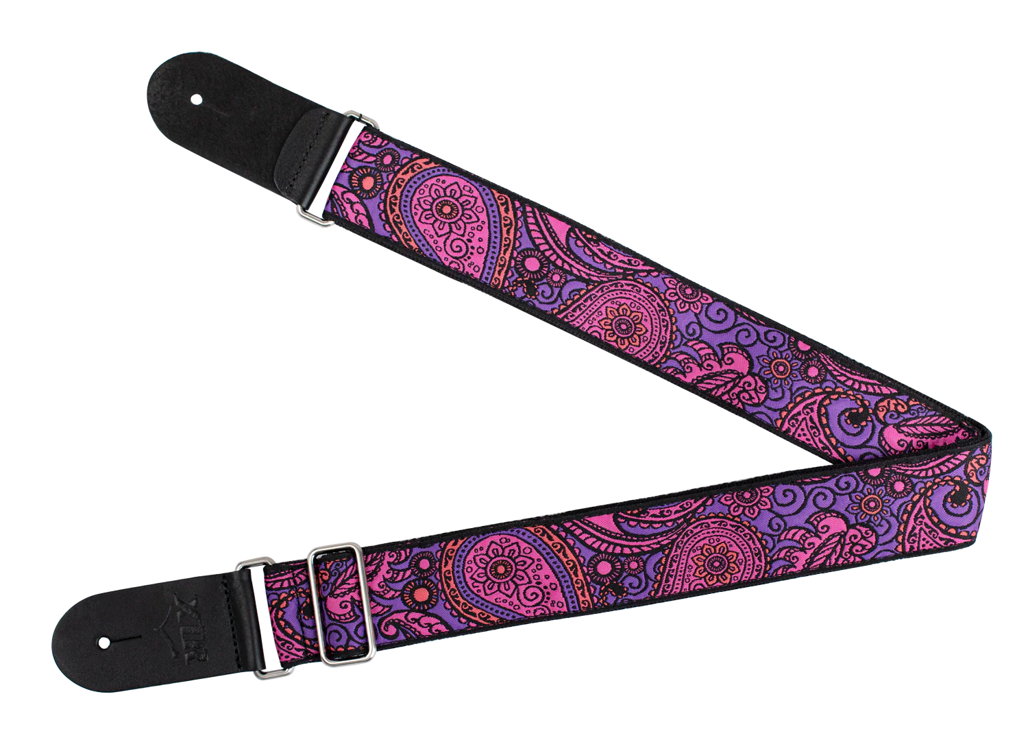 XTR - 2 Deluxe Woven Jacquard Poly Cotton Strap - Paisley Purple and Pink - Image 2