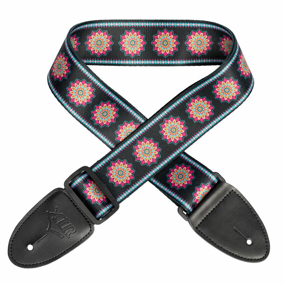 XTR 2 Mandala Art Series Guitar Strap - Purple/Black - Image 2