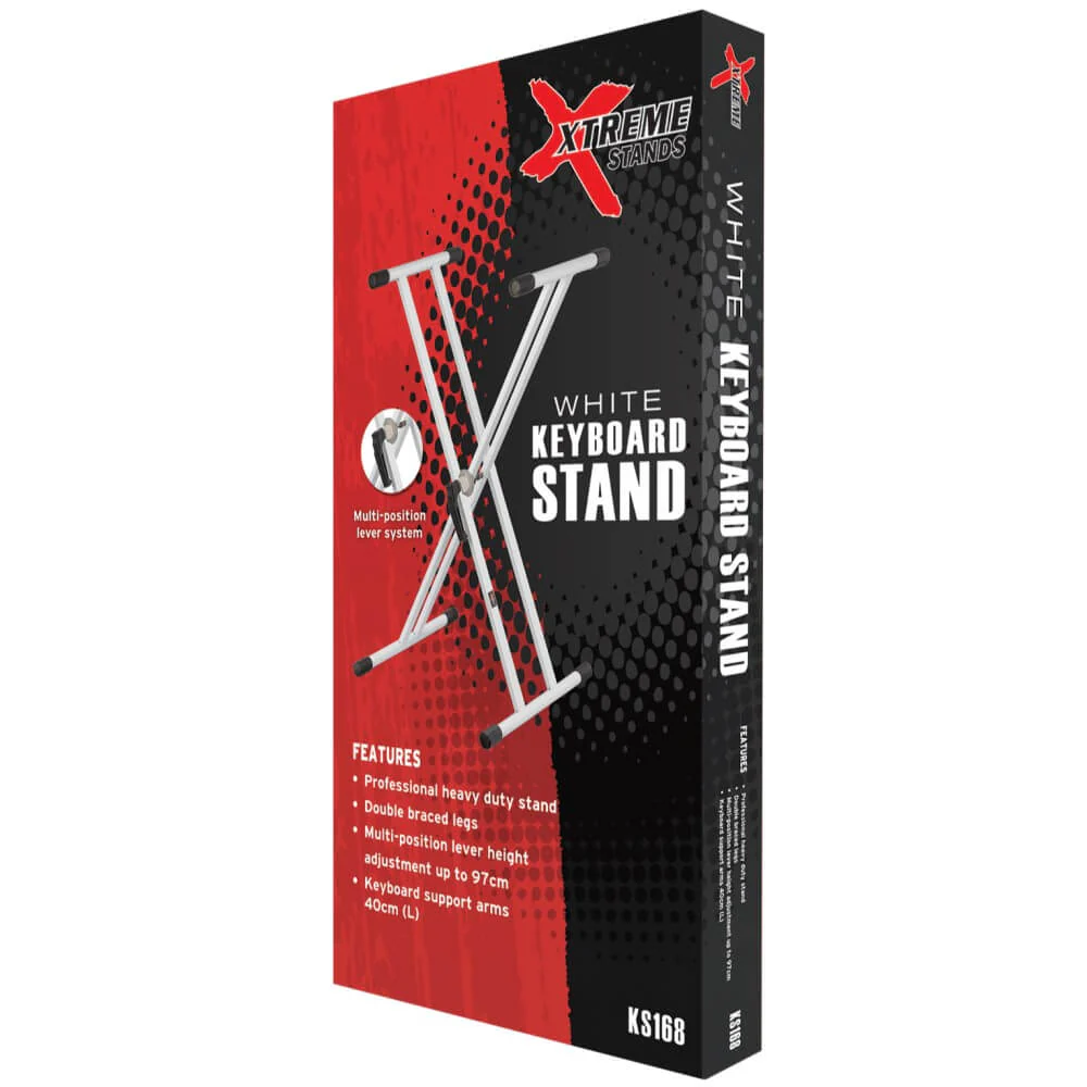 Xtreme KS168 Professional Heavy Duty Double-Braced Keyboard Stand - White - Image 4