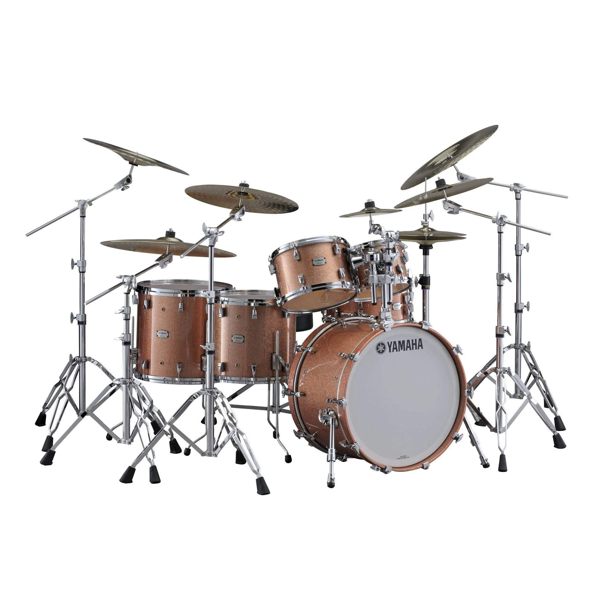 Yamaha Absolute Hybrid Maple 5-piece Euro Drum kit with SD TH945B and HW880 Hardware Set in Pink Champagne Sparkle