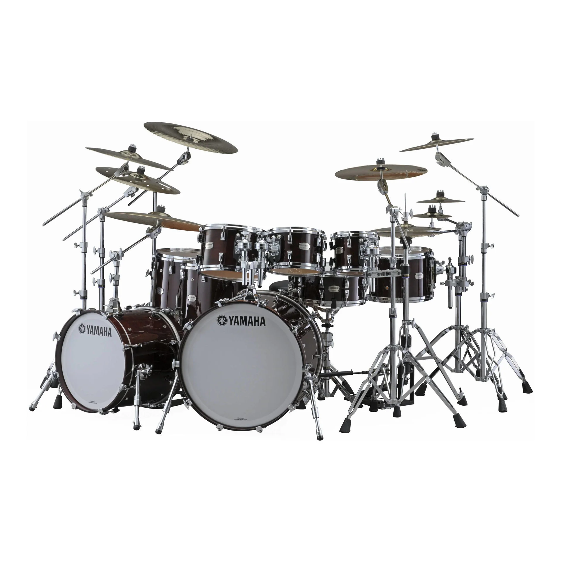 Yamaha Absolute Hybrid Maple 5-Piece Euro Drum Kit with SD, TH945B and HW880 HW Set - Classic Walnut - Image 2