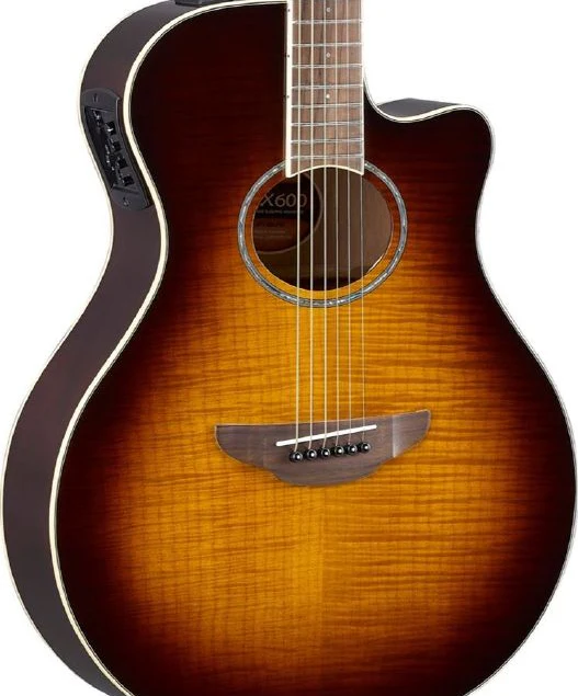 Yamaha APX600 Thinline Acoustic Guitar with Pickup & Flamed Maple Top in To - Image 2
